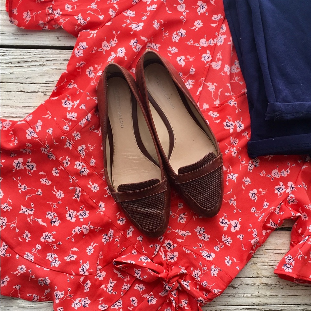 ANTONIO MELANI POINTED TOE LEATHER FLATS